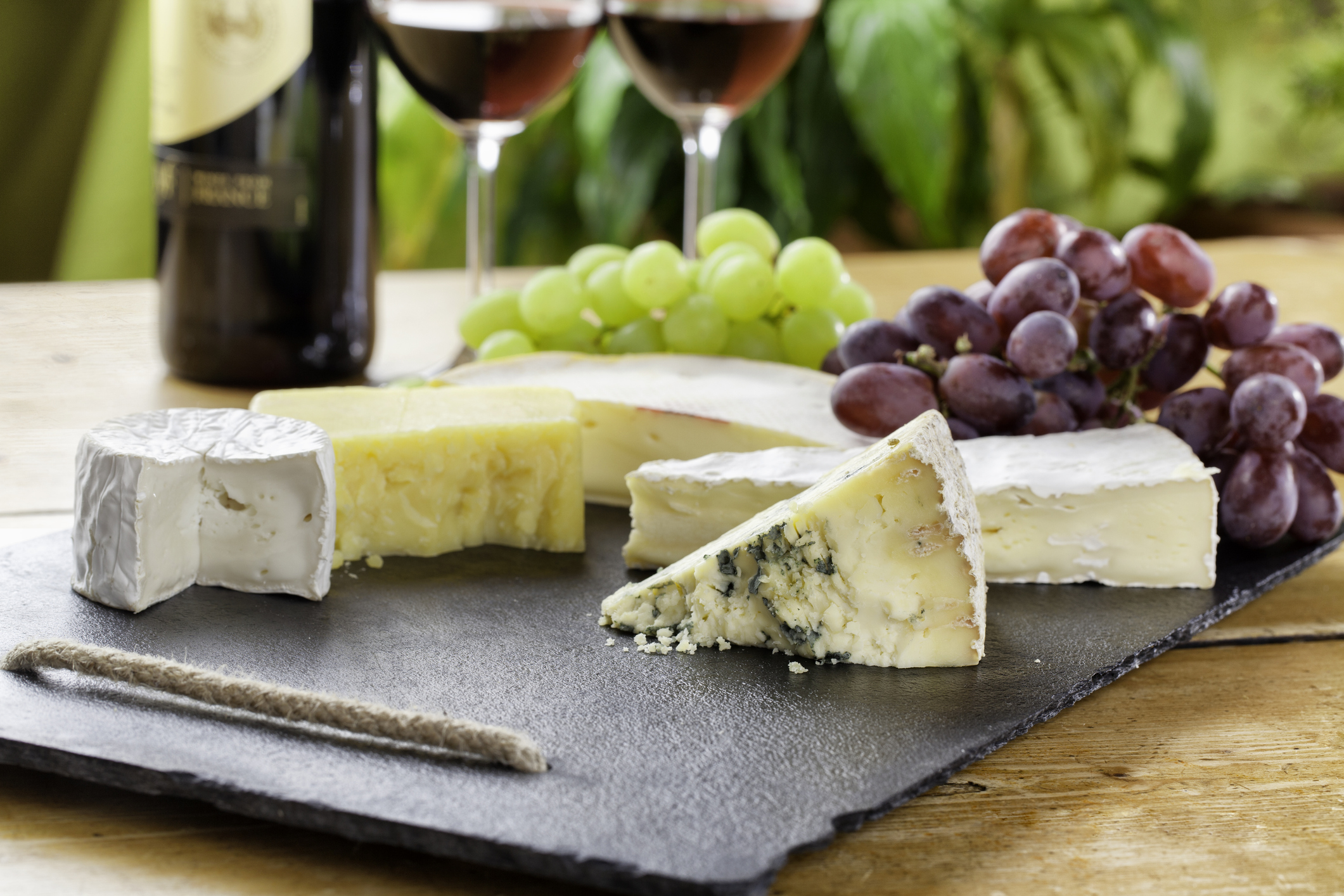 Cheese board and red wine