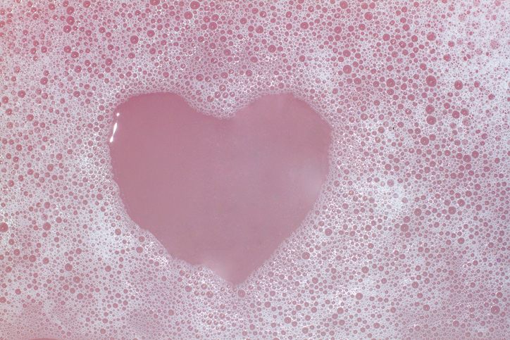Soap and water to wash vagina with pink heart