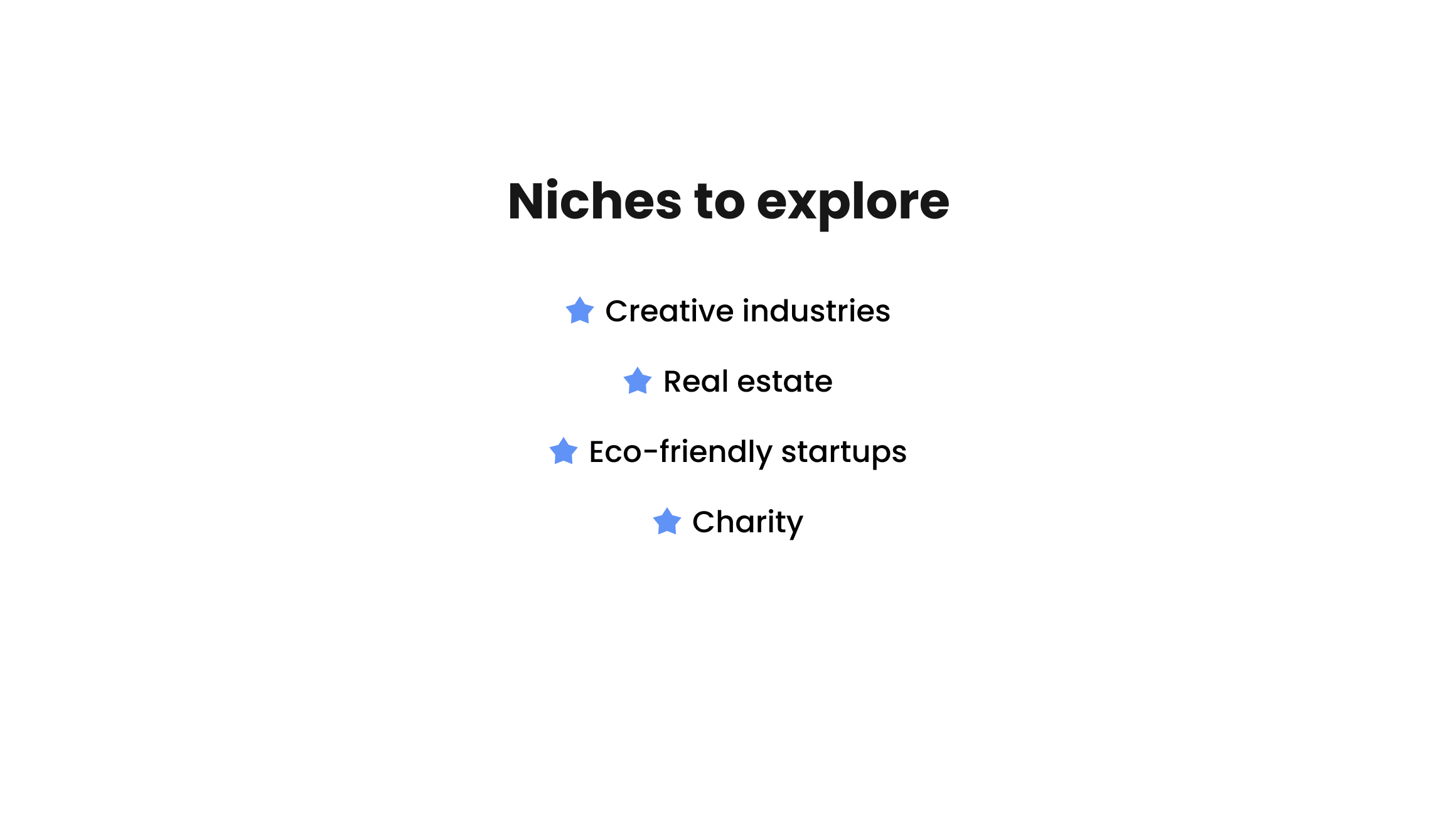 Niches to explore