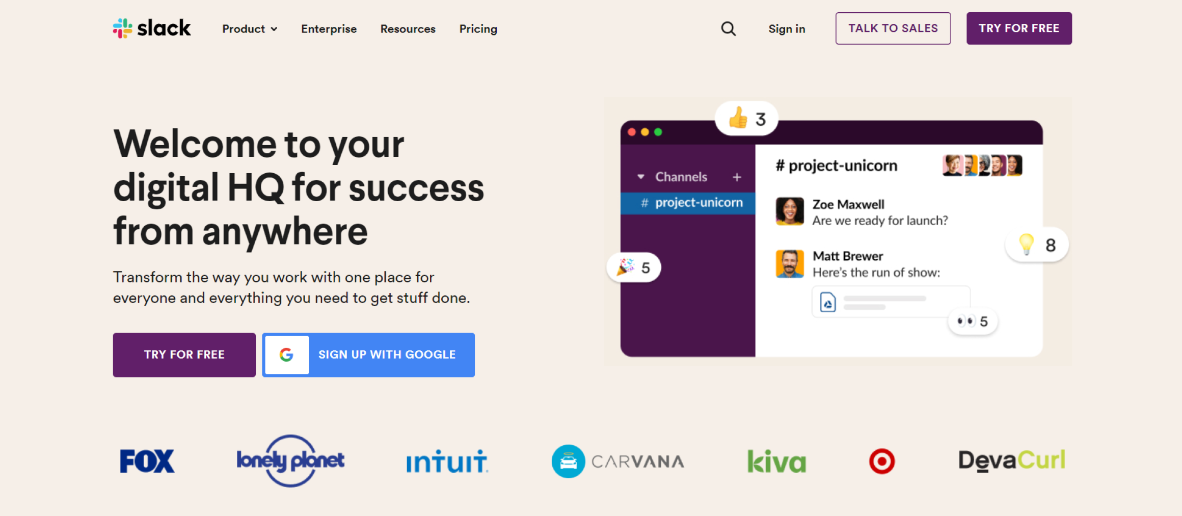 Slack website