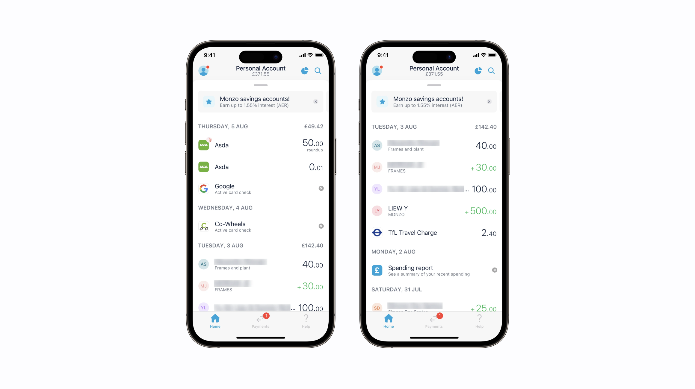 Transactions history
