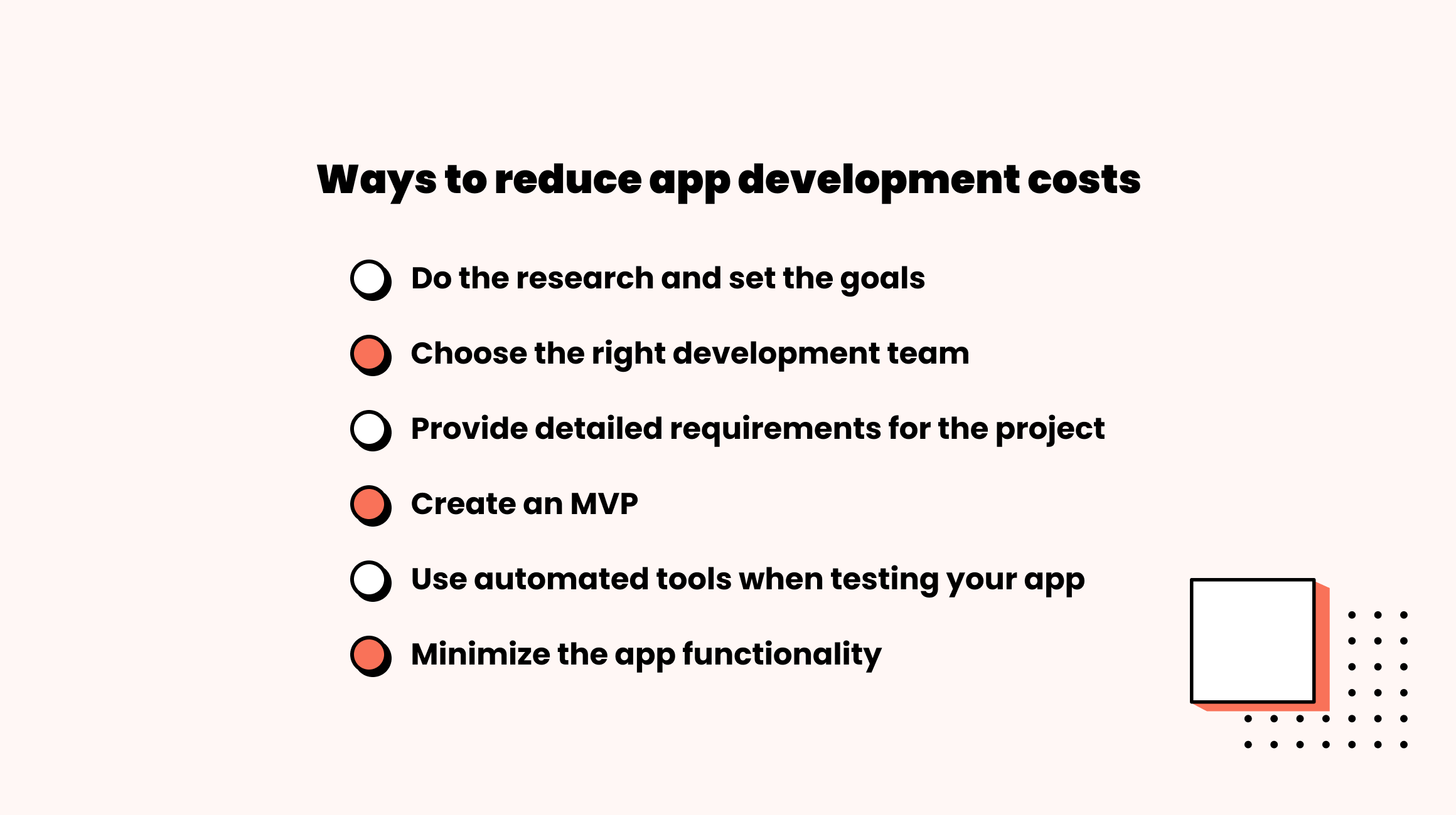 Ways to reduce development costs