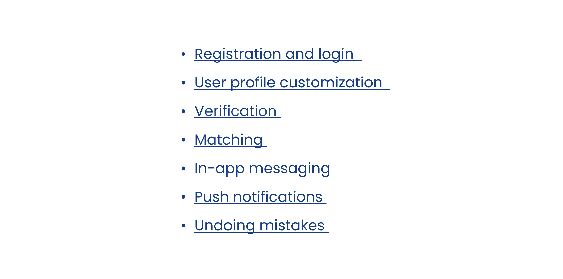Features for mobile dating app 