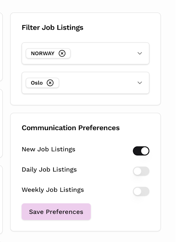 Screenshot Notification Setting on Job board