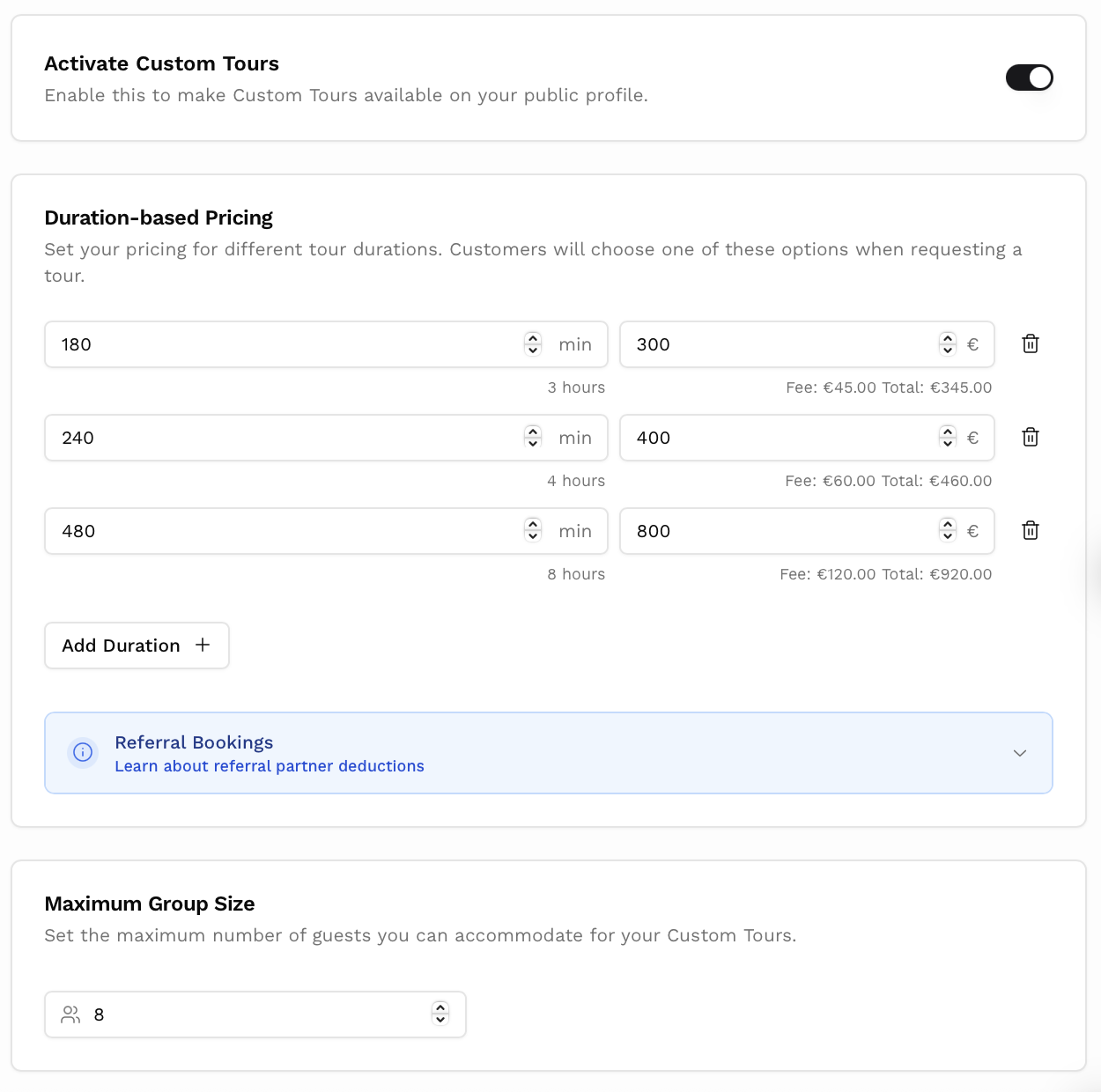 Screenshot: How to activate Custom Tour