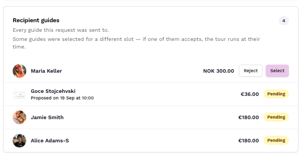 Review Guides and Select or Reject them