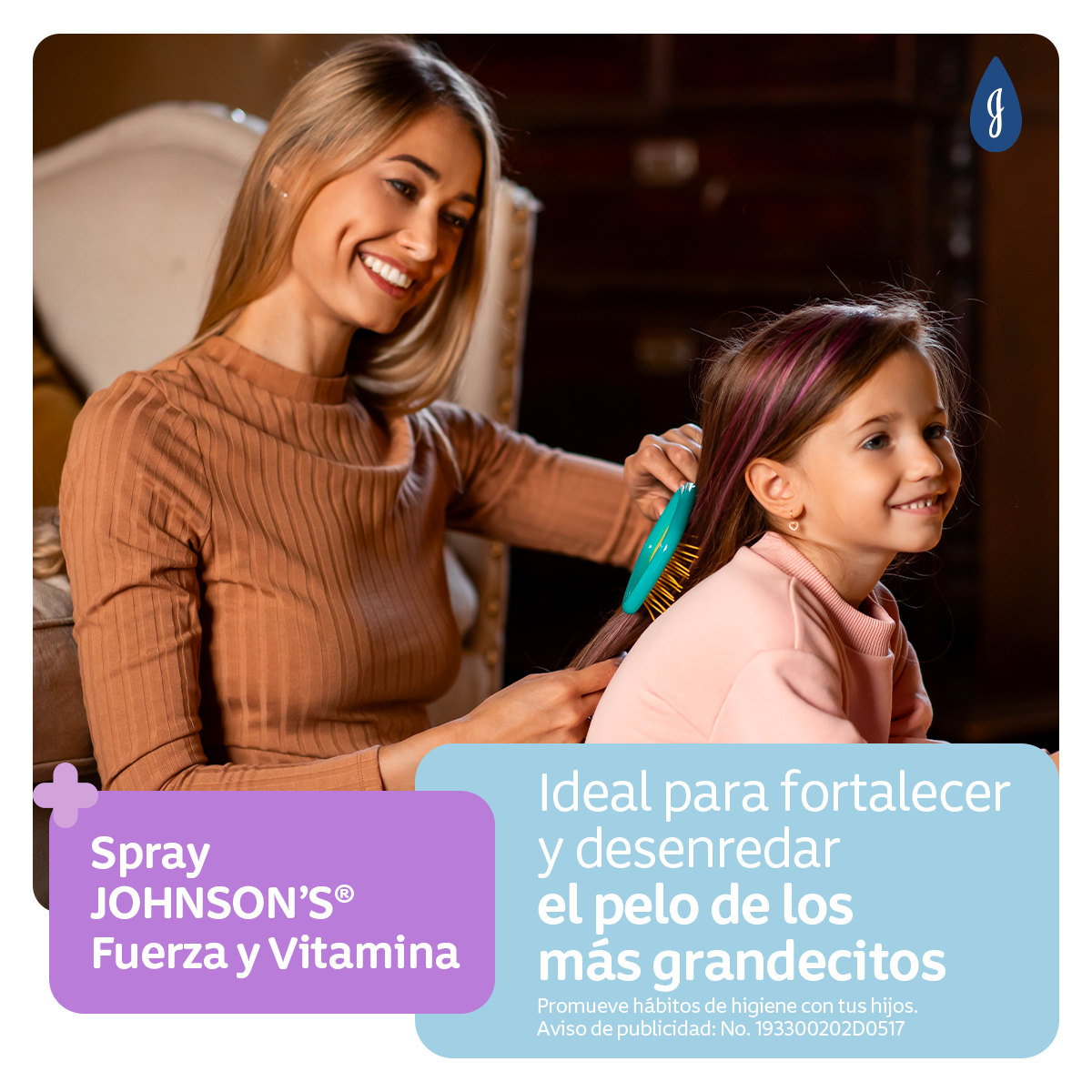 JOHNSON’S® spray para peinar fuerza y vitamina