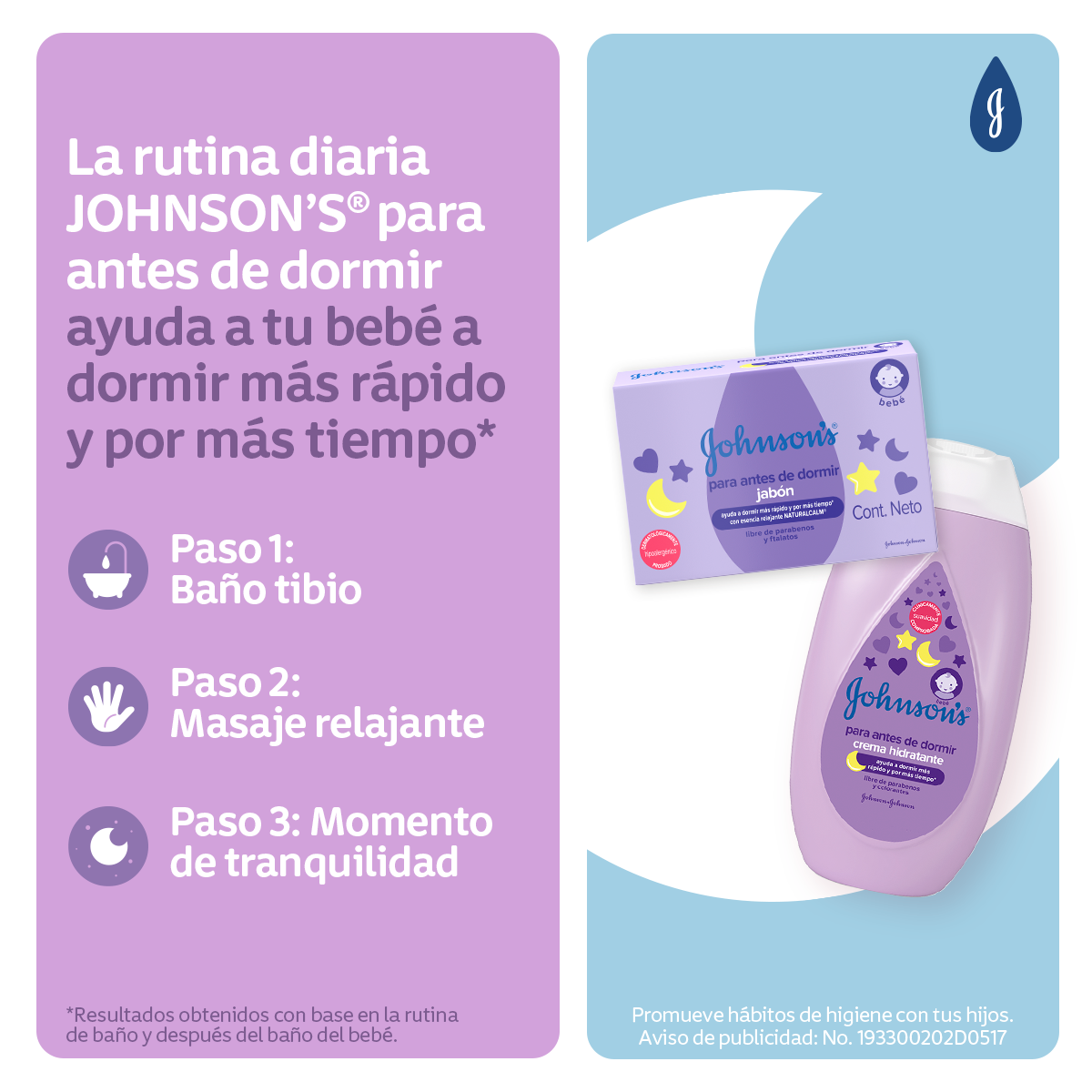 JOHNSON’S® baby jabón cremoso para antes de dormir