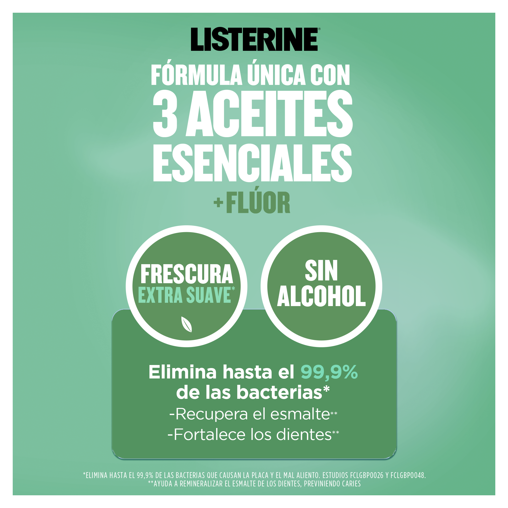 Fórmula única con 3 aceites esenciales + flúor