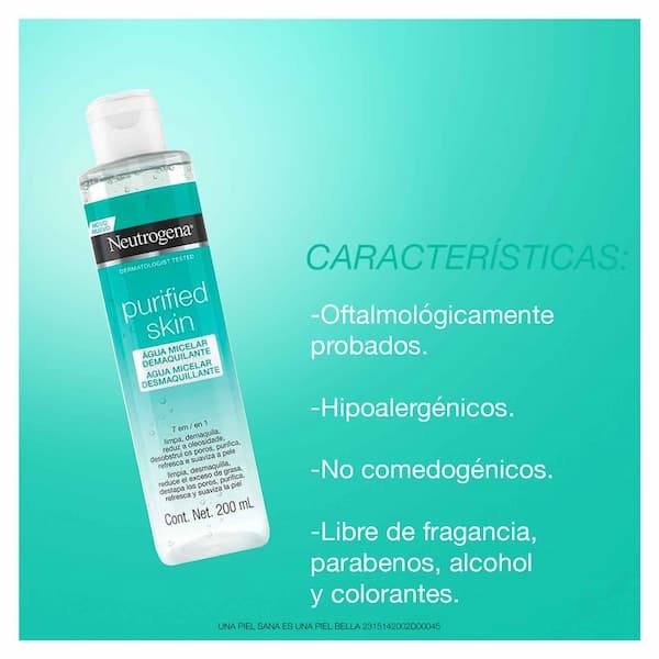 Características  del Agua Micelar Purified Skin 200ml