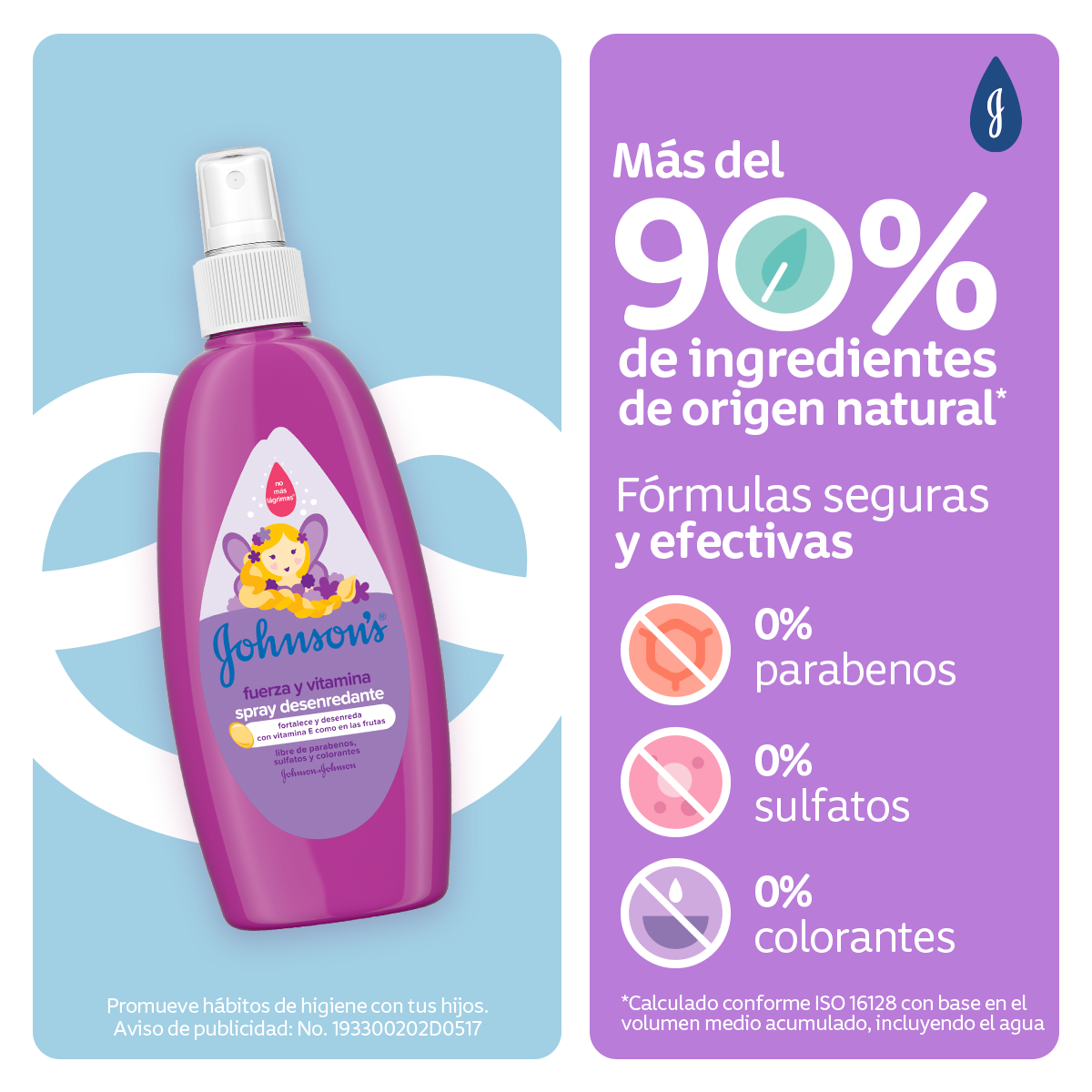 JOHNSON’S® spray para peinar fuerza y vitamina