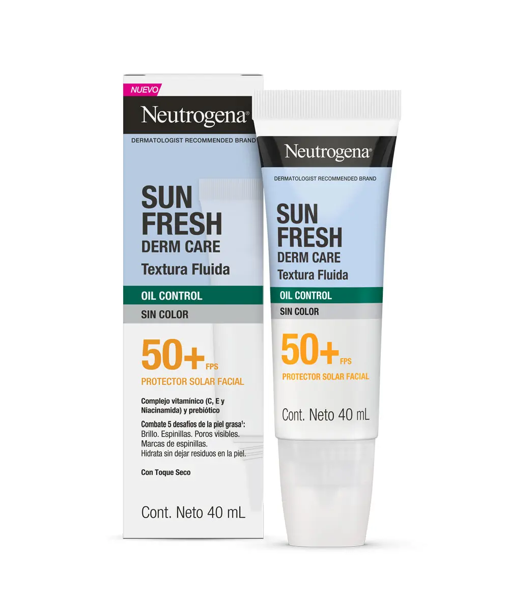 Protector Solar Facial Neutrogena Sun Fresh Oil Control Fluido Sin Color FPS 50+ 40mL