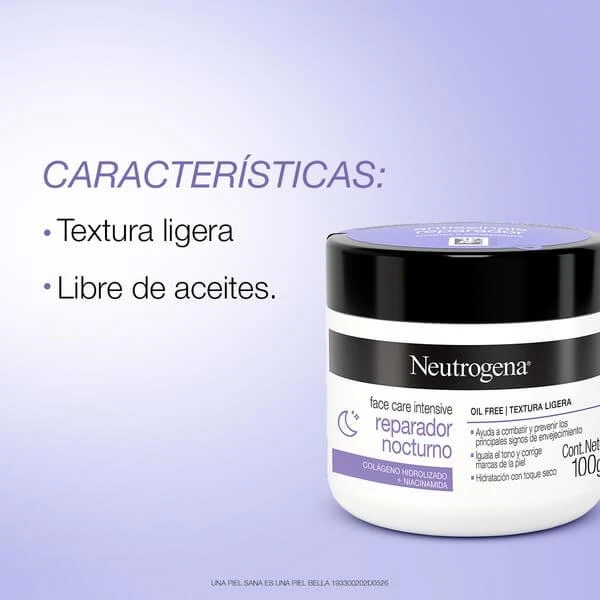 Crema facial en Gel Reparador Nocturno Neutrogena Face Care Intensive - Características