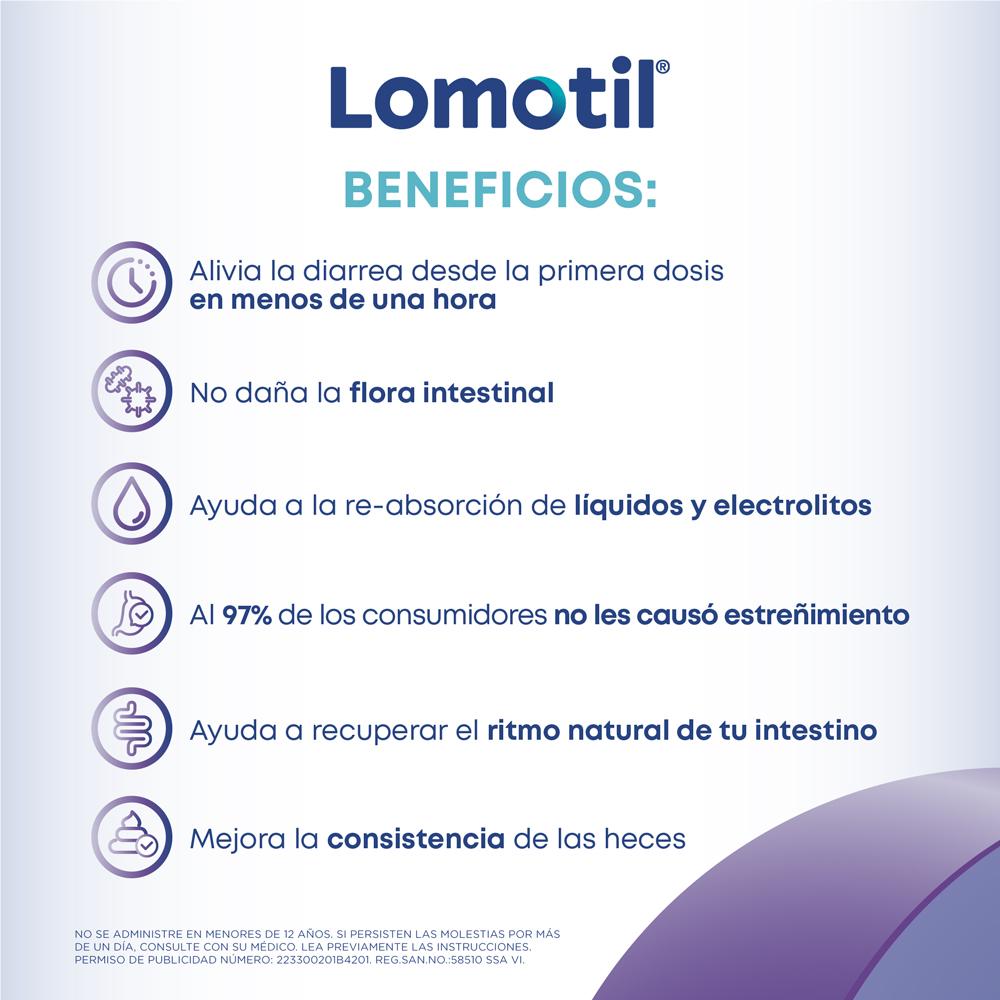 LOMOTIL® 8 tabletas beneficios