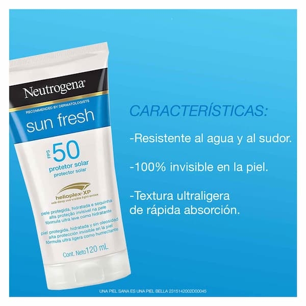 Características del protector solar sun fresh 120ml