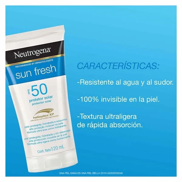 Características del protector solar sun fresh 120ml