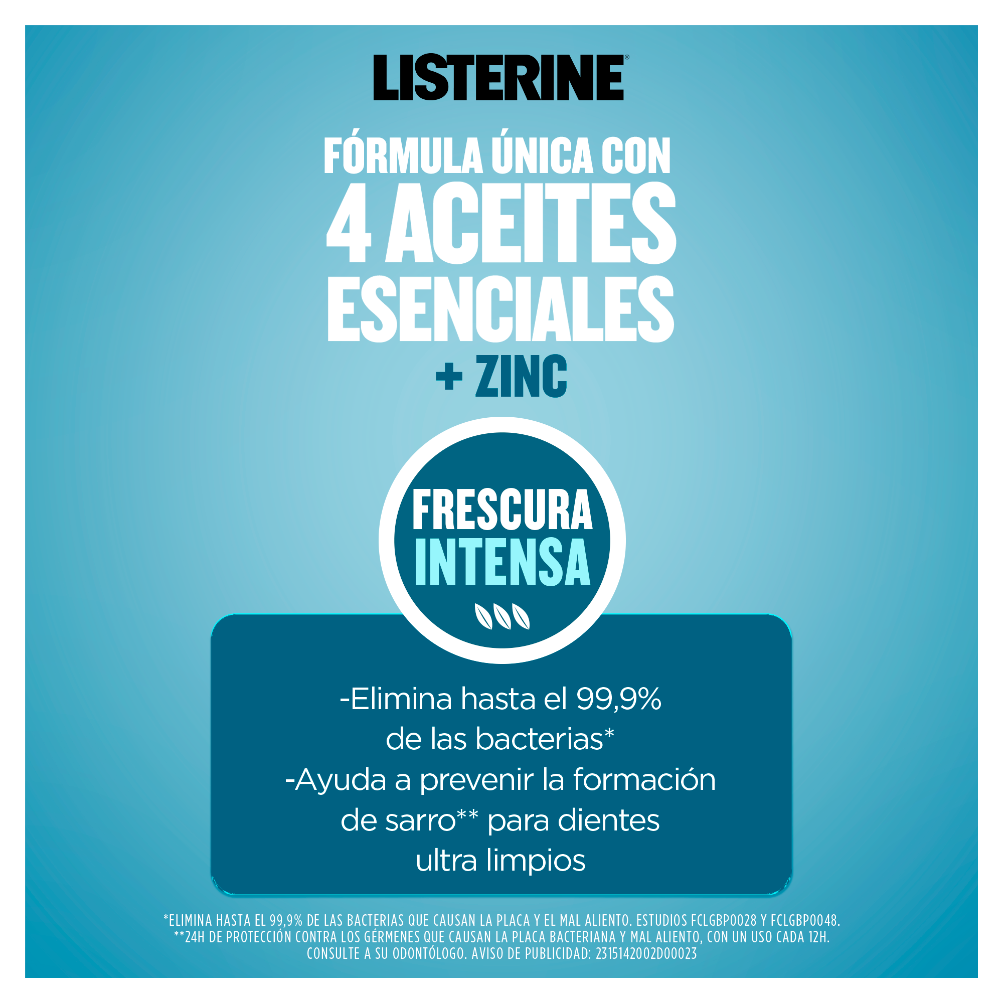 Fórmula única con 4 aceites esenciales + zinc