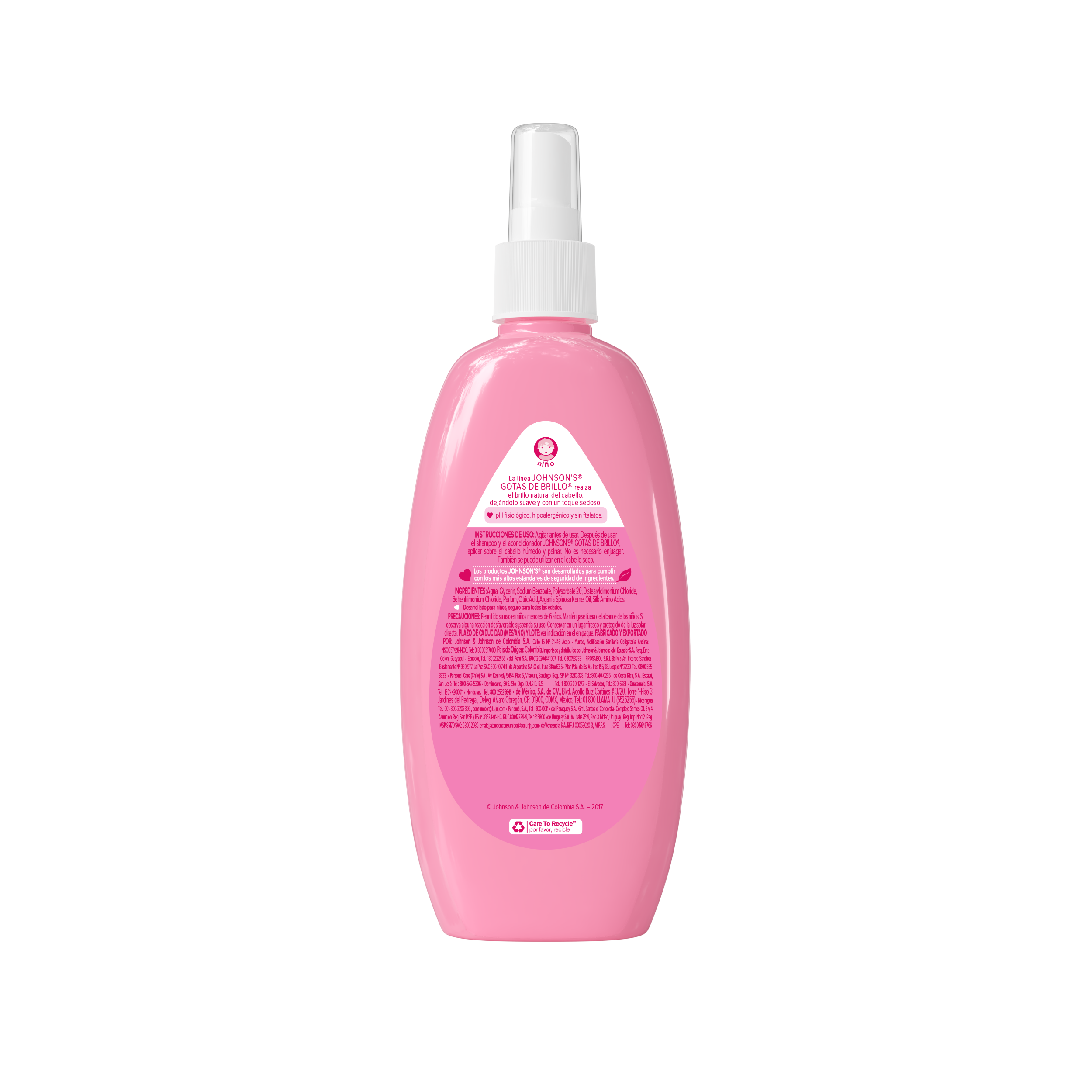 JOHNSON’S® spray para peinar gotas de brillo