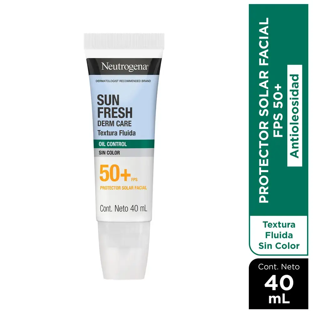 Protector Solar Facial Neutrogena Sun Fresh Oil Control Fluido Sin Color FPS 50+ 40mL
