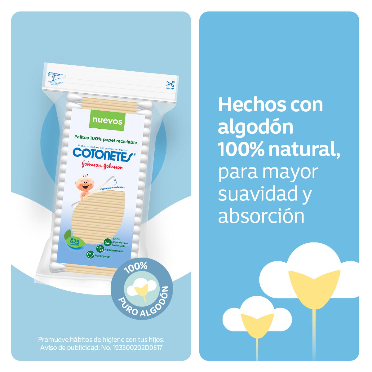 Sus puntas resistentes de algodón no desprenden fibras