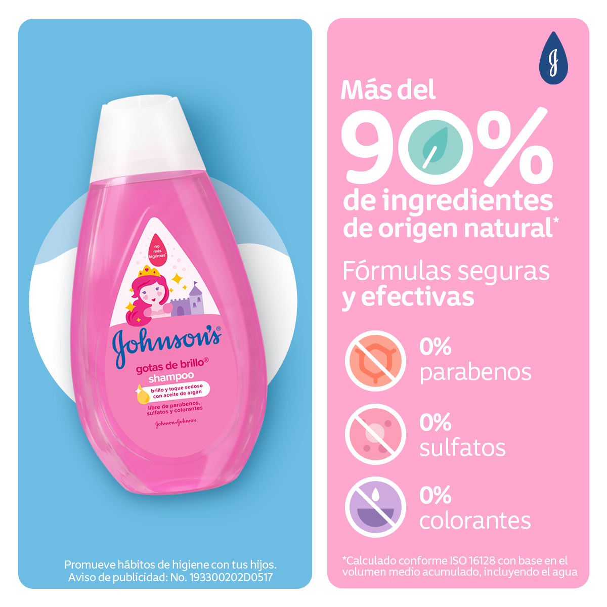 JOHNSON'S® shampoo gotas de brillo