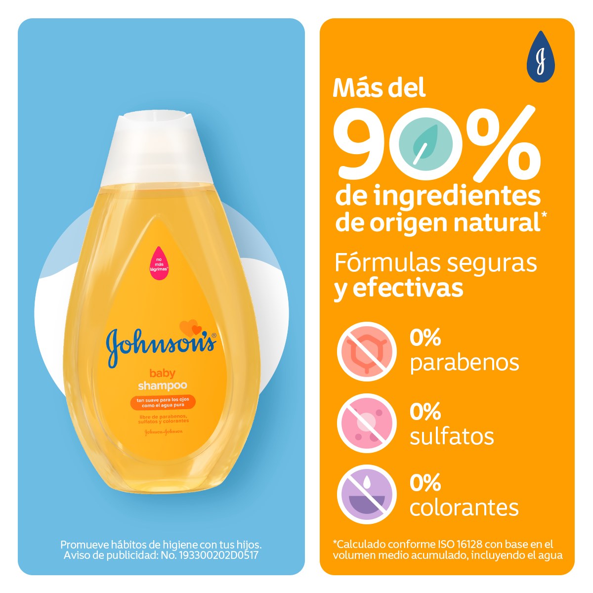 JOHNSON'S® baby shampoo original con pH balanceado