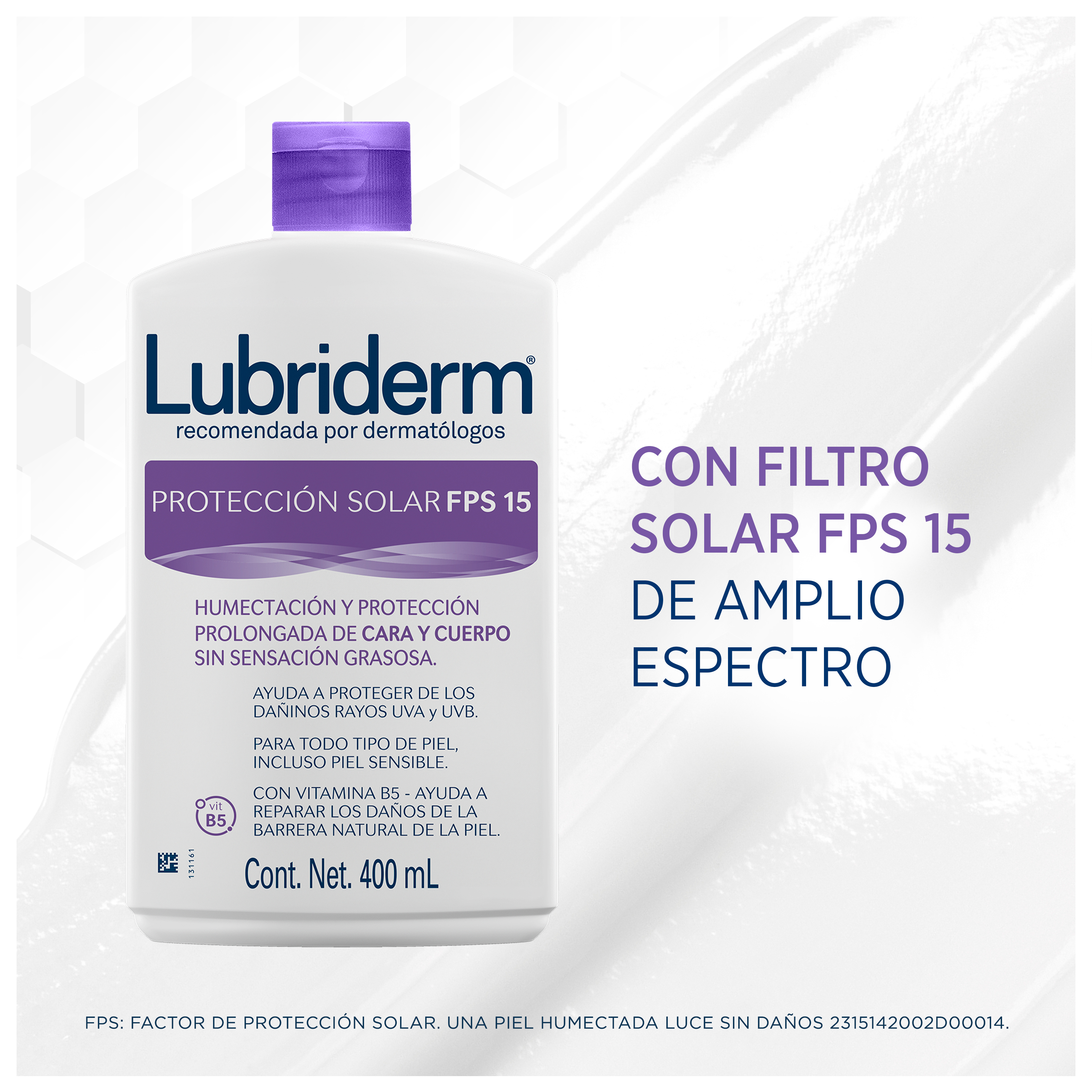 LUBRIDERM® UV-15 PROTECCIÓN SOLAR TAPA MORADA - Back