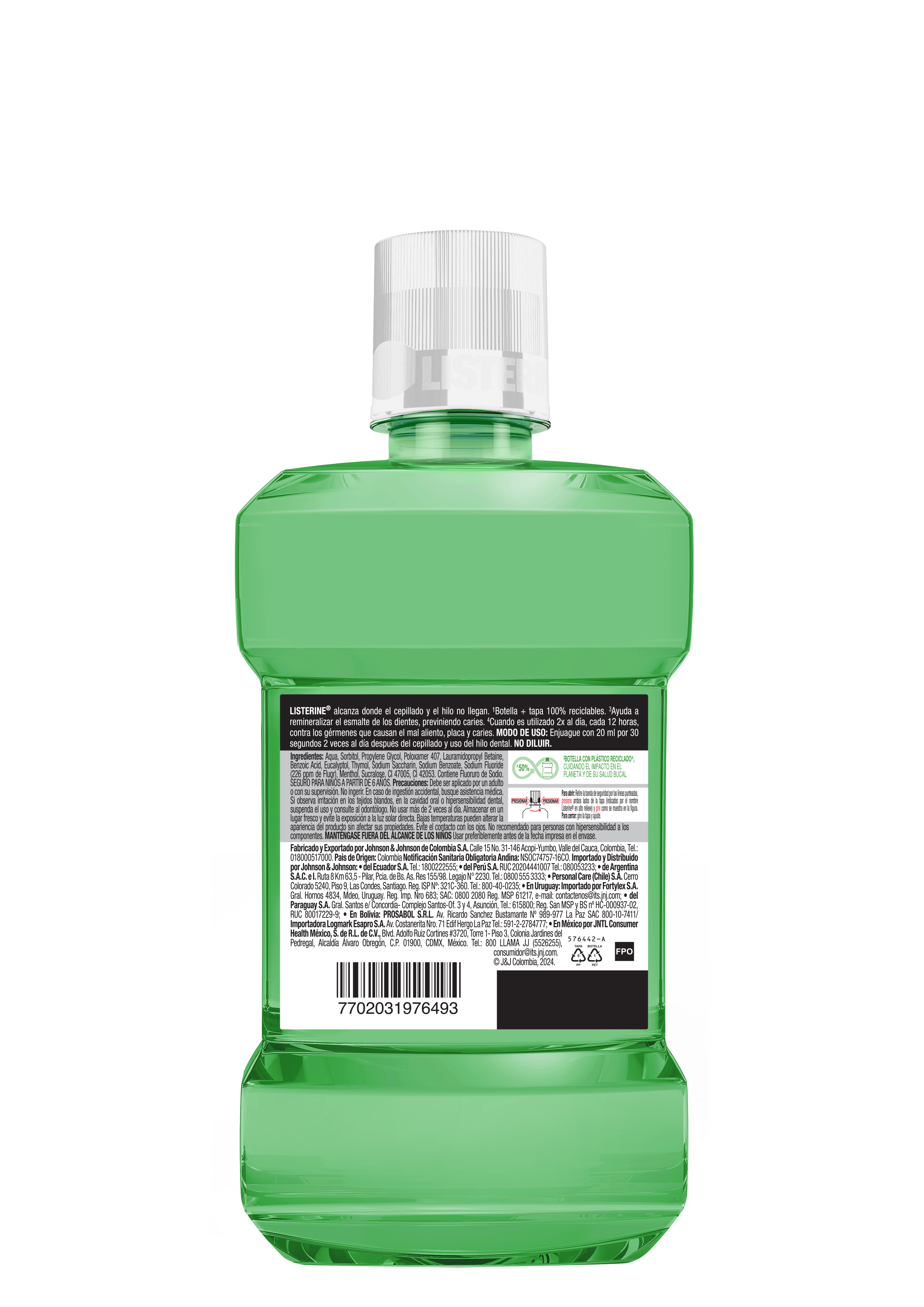 Enjuague Bucal LISTERINE® Anticaries Frescura Extra Suave Sin Alcohol BACK
