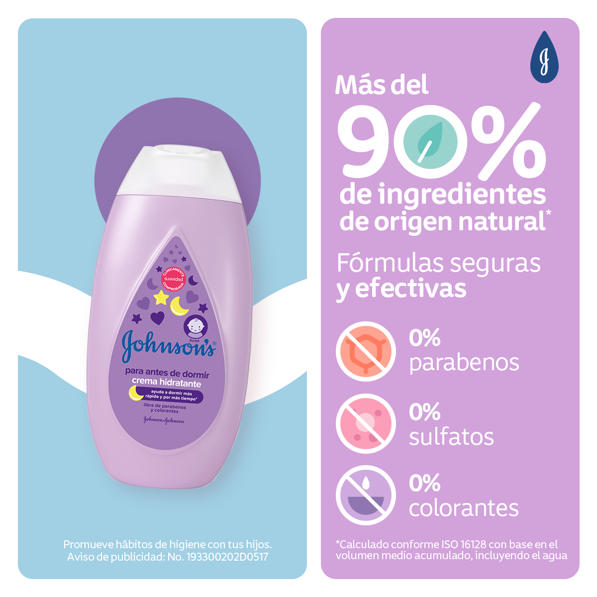 JOHNSON'S® crema hidratante para antes de dormir