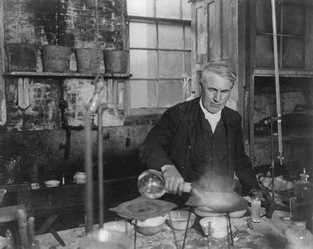 Thomas Edison in a lab