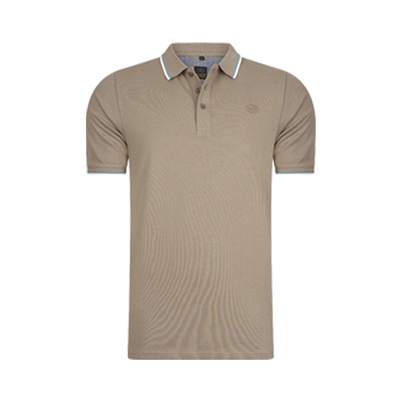Mario Russo - Heren Polo SS Tipped Polo Edward - Bruin - Maat M