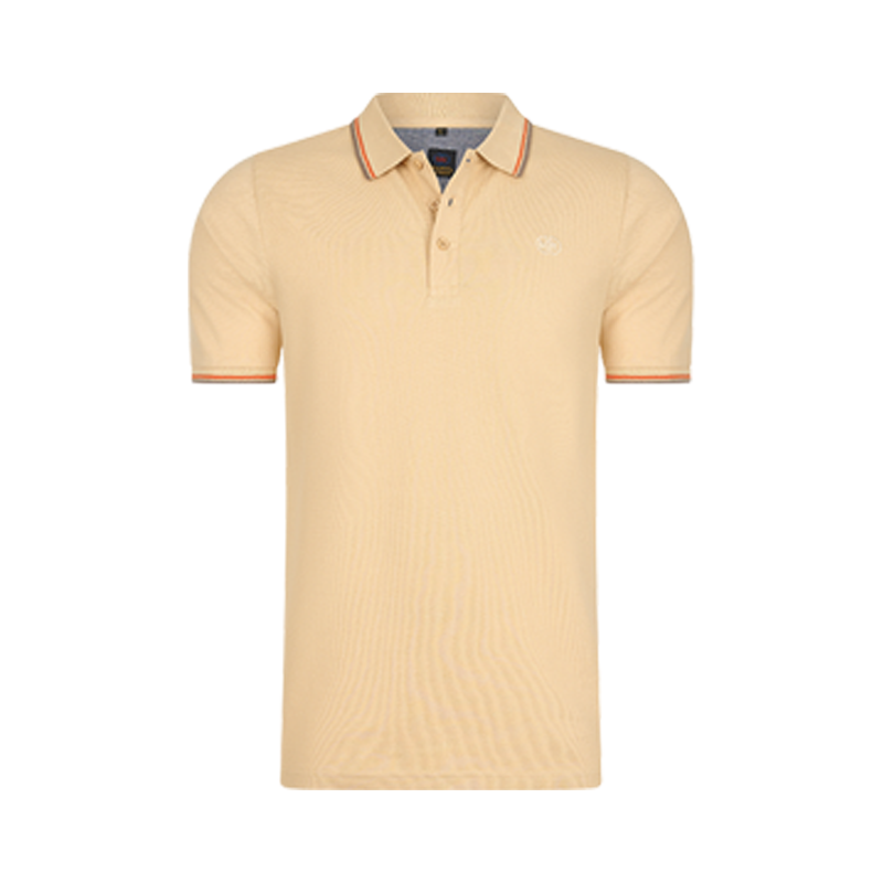Mario Russo - Heren Polo SS Tipped Polo Edward - Beige - Maat L