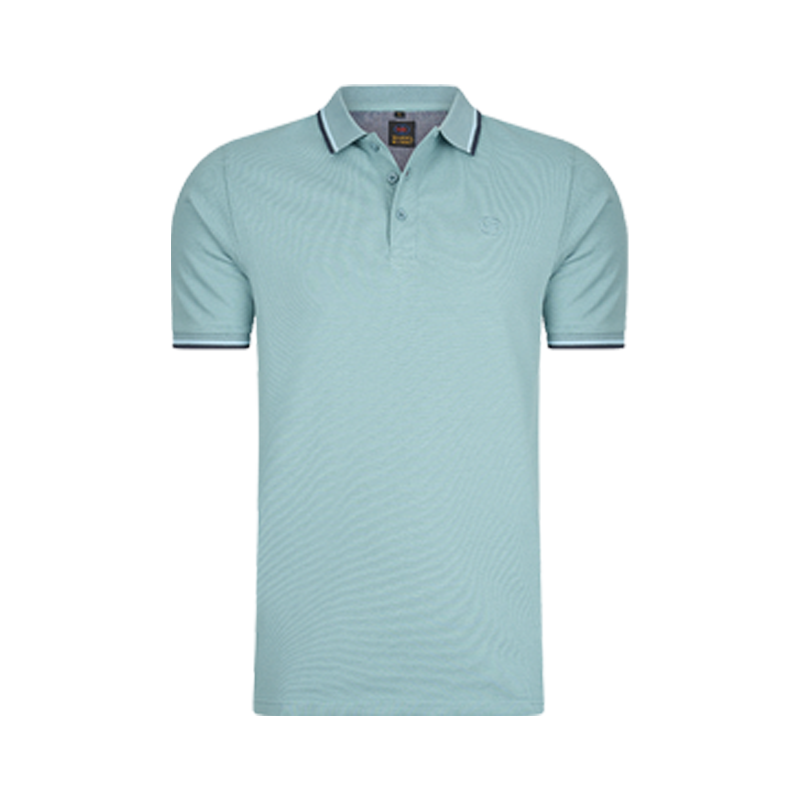 Mario Russo - Heren Polo SS Tipped Polo Edward - Blauw - Maat L