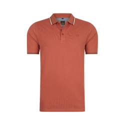 Mario Russo - Heren Polo SS Tipped Polo Edward - Oranje - Maat L