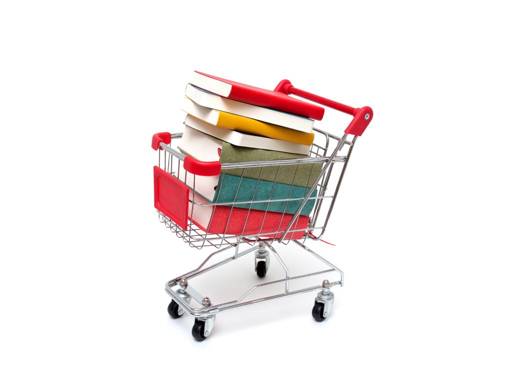 A picture of a shopping cart against a white background