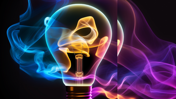 Picture of a lightbulb in multiple colours