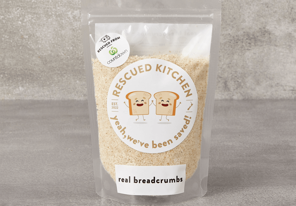 A picture of a packet of breadcrumbs by the brand Rescued Kitchen.