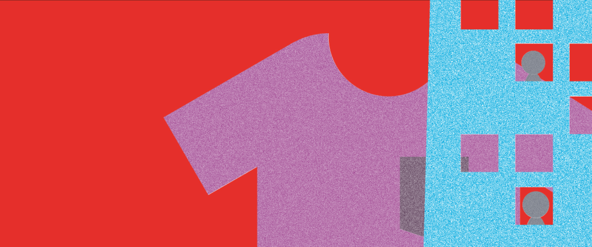 illustration of clothing and a city building