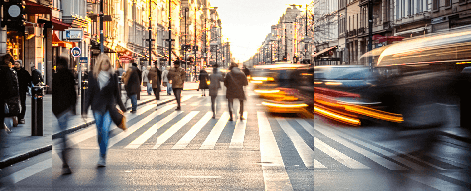 People walking down a city street