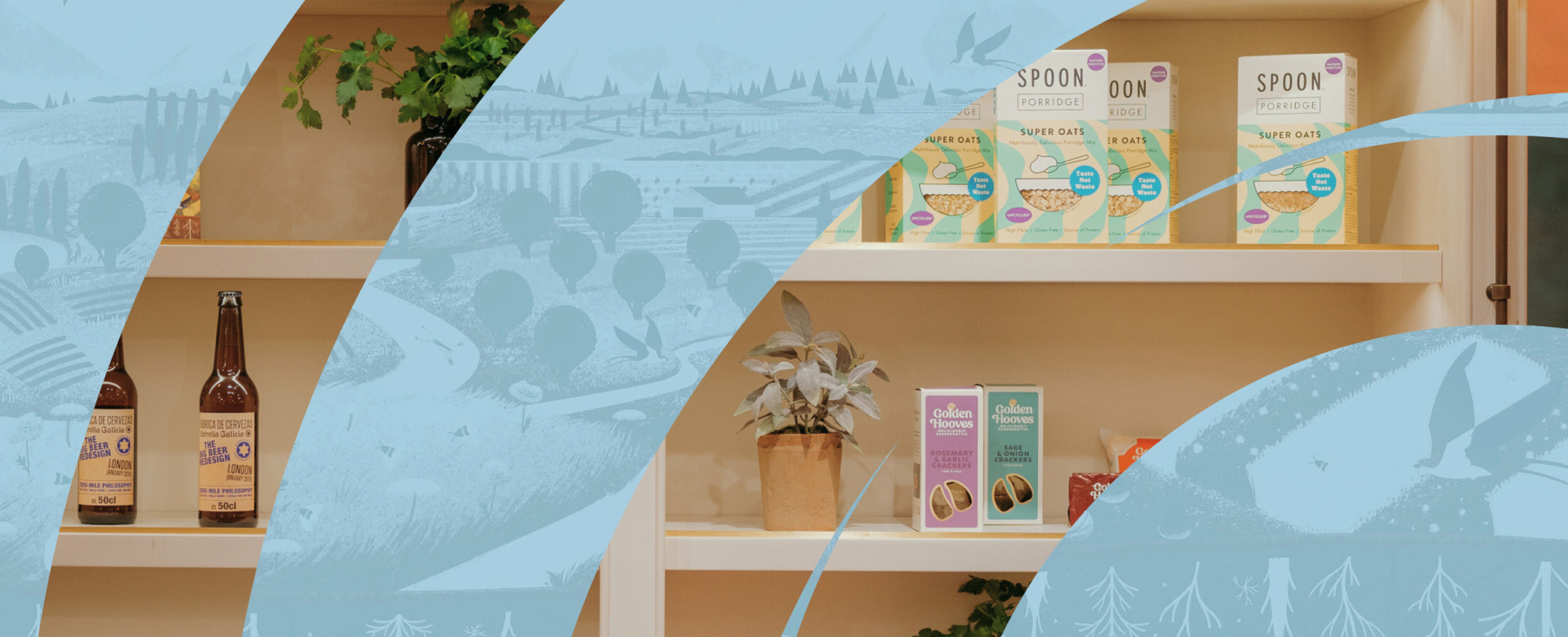 Abstract image of food products on a shelf