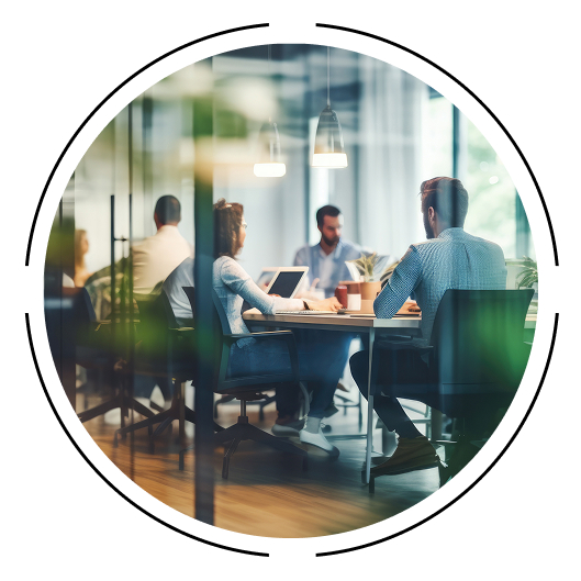 People sat in a meeting room at an office