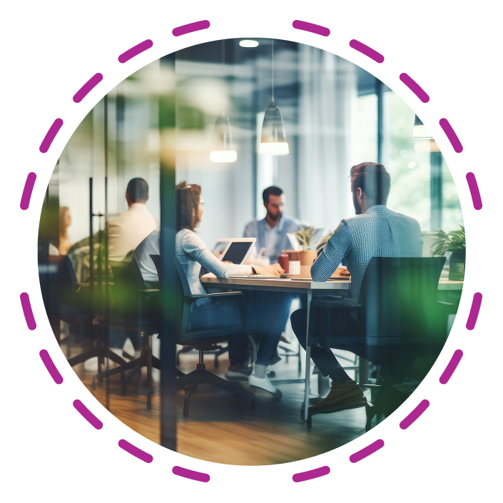 People sat in a meeting room at an office