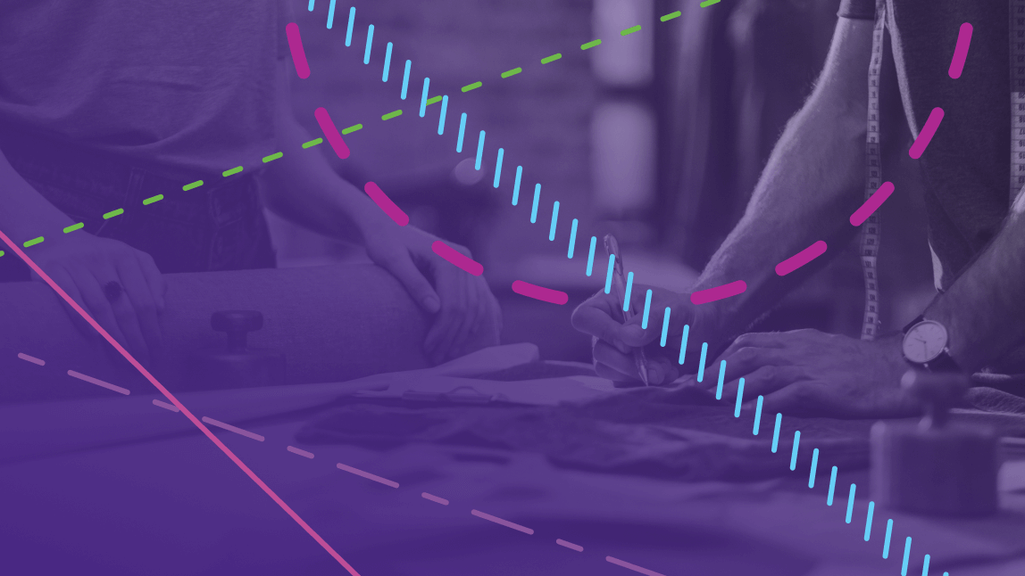 Pattern lines on top of people making clothes