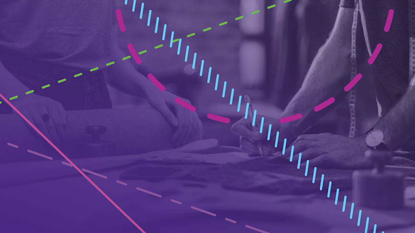 Pattern lines on top of people making clothes