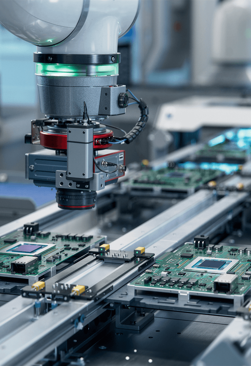 Machine making computer chip board