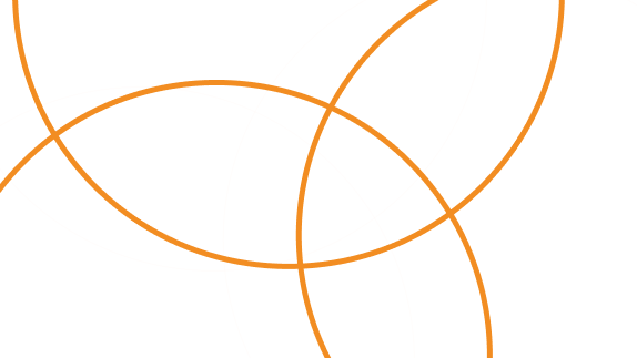 Orange coloured interlocking rings on white background