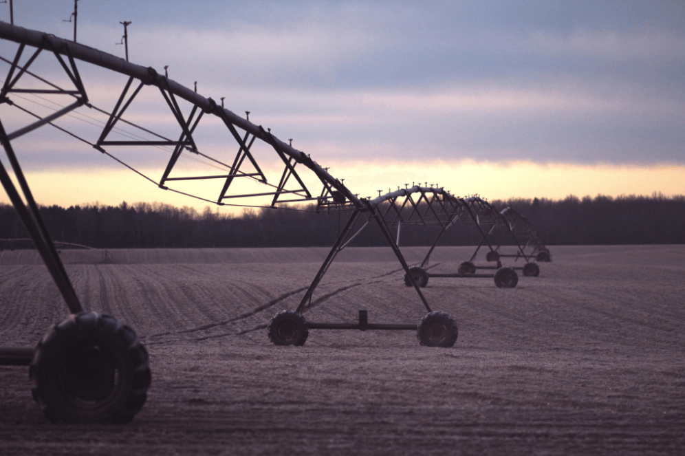 Long sprinkler in the field