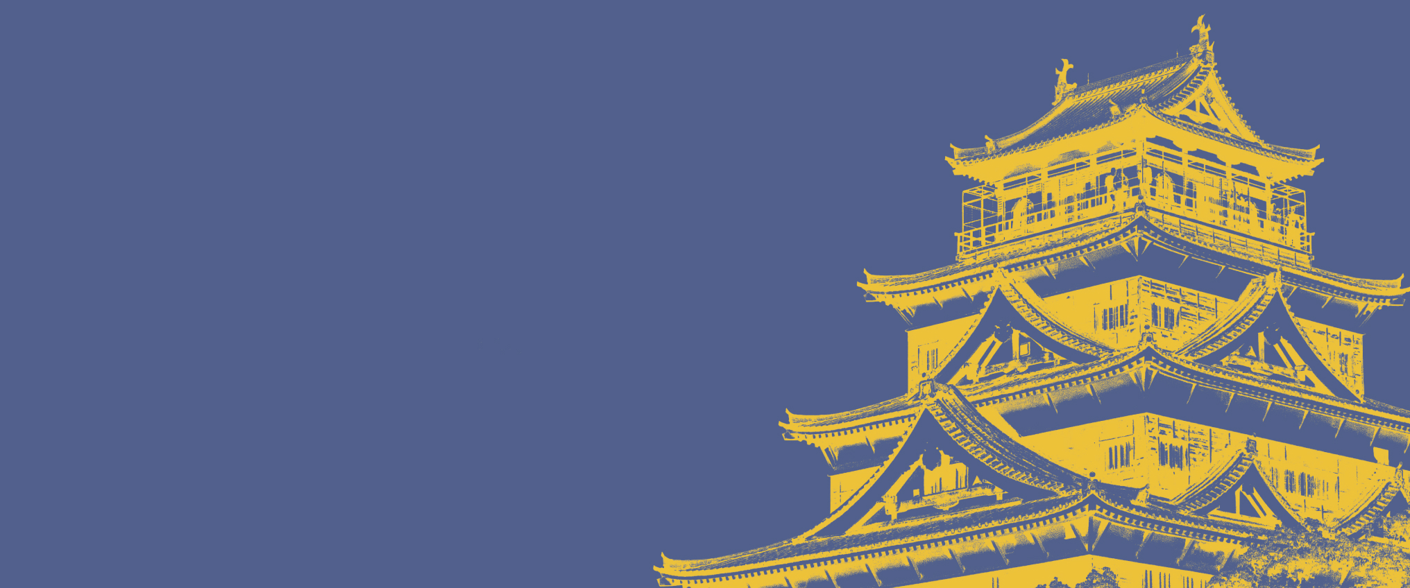 Yellow image of building on grey background