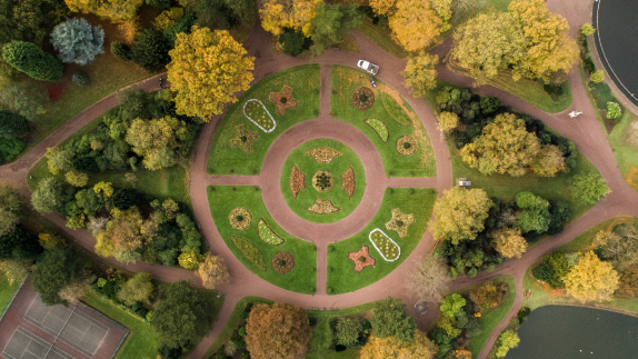 Circular park from birds eye view