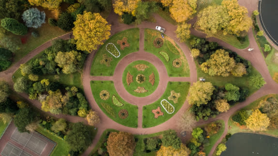 Circular park from birds eye view